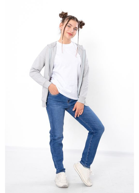 Синие демисезонные джинсы для девочки (подростковые) (p-15214) Носи своє