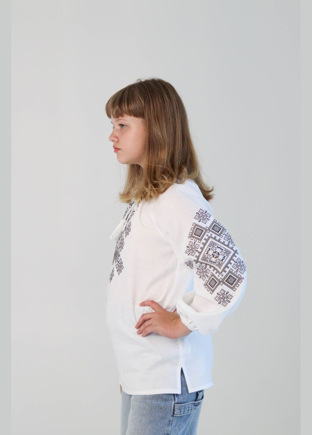 Белая детская вышиванка фаддея из льна и хлопка - традиционная украинская вышиванка Piccolo узор орнамент лен (340646735)
