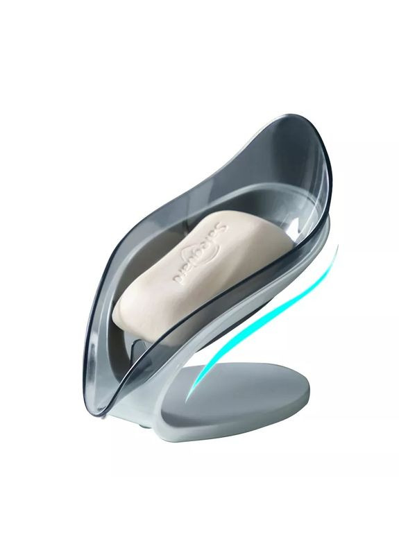 Мильниця лист зі стоком води на присосках сіра Beauty Effect Mix 2001 No Brand (302516664)