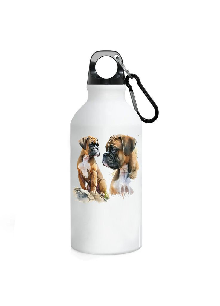 Фляга (пляшка) для води з карабіном Собака (Туристична, Для кемпінгу, Для спорту) #12 500 мл Білий No Brand (323639575)