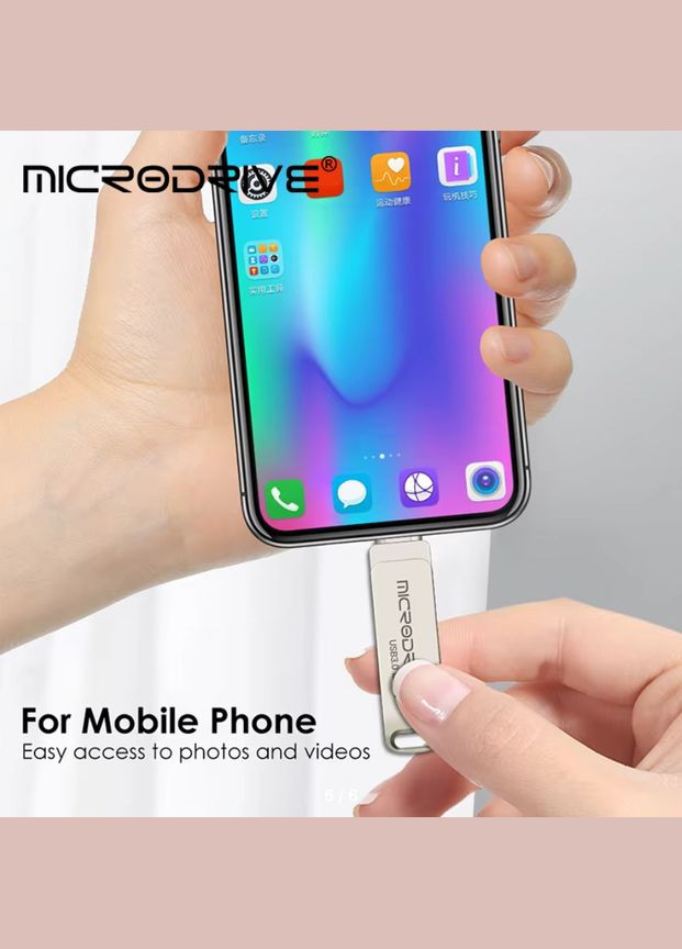 Флешка 2в1 64 GB Type-C USB 3.0 для телефона и компьютера Silver Top Microdrive (365752628)