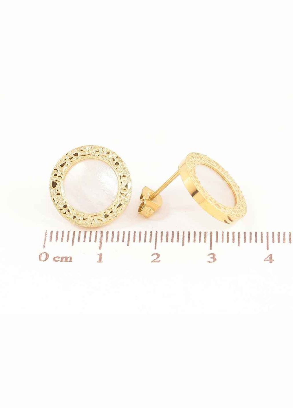 Серьги TTM Stainless Steel 14К пусеты «Круги с перламутровыми вставками» 283866 Xuping Jewelry (356457182)