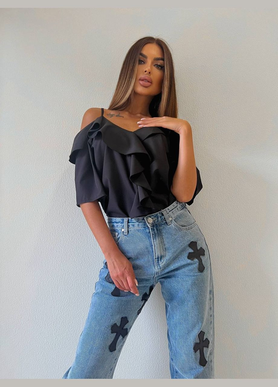 Черная классическая рубашка однотонная DK/DL Мода без кордонів