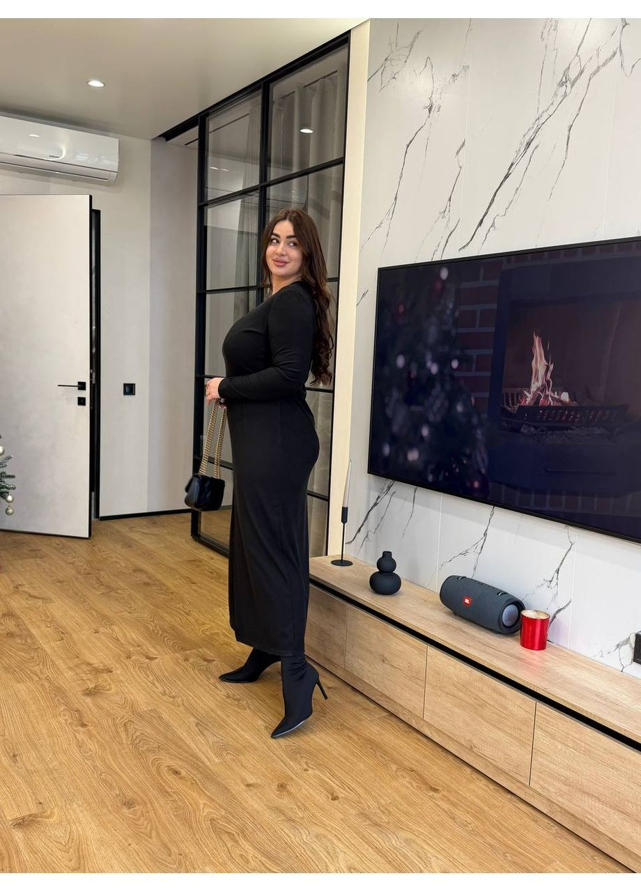 Чорна сукня з тканини подвійний рубчик Vakko однотонна