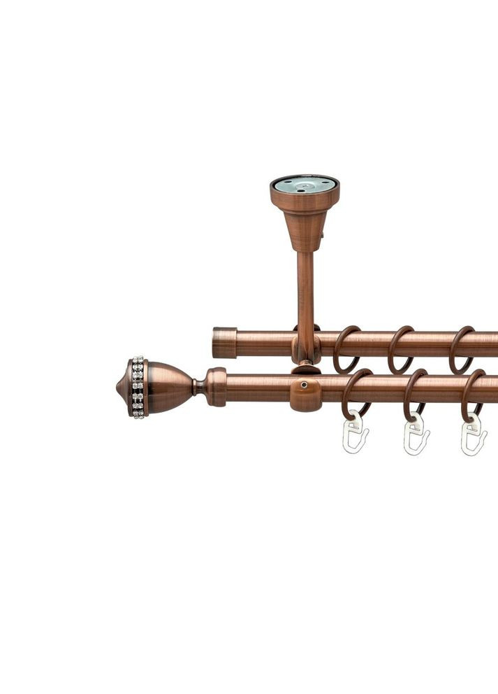 Карниз Етернія металевий дворядний відкритий до стелі гладка труба Мідь 16\16 мм 160 см (00-00020100) ORVIT (300692057)