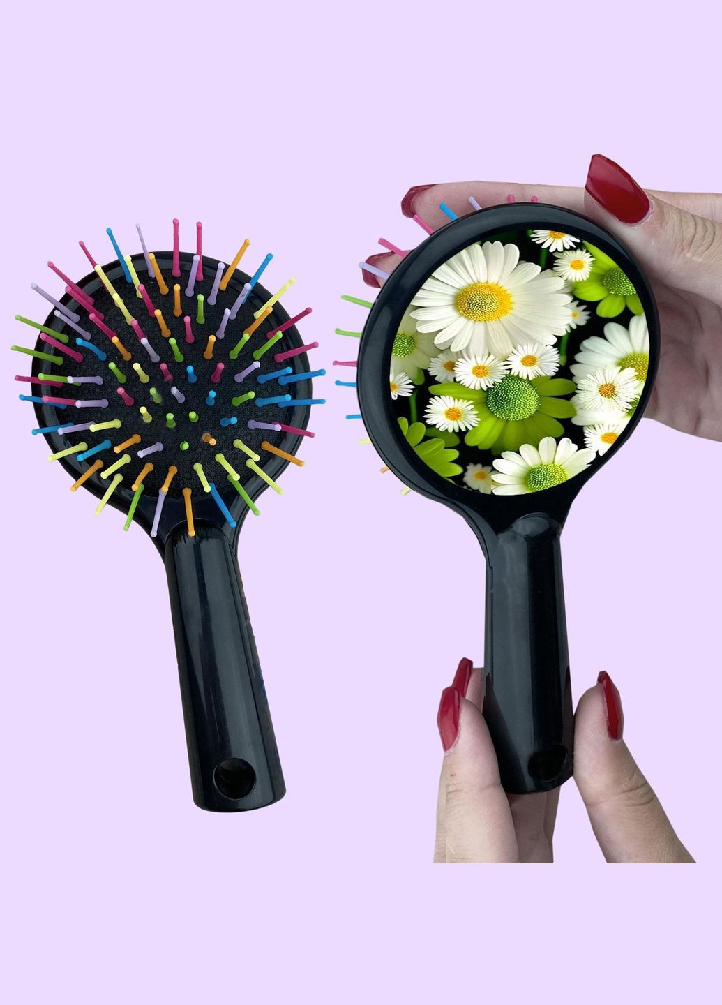 Гребінець для волосся Квіти #0002 Чорний No Brand (315044982)