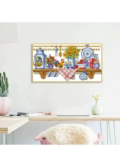 Набір для вишивання за нанесеною на канву схемою "The Kitchen Corner".AIDA 14CT printed, 40*22 см Joy Sunday (313613033)