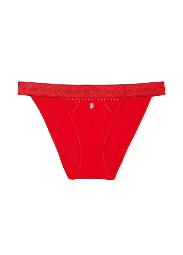 Трусики-бикини женские Cotton Logo icro Shine Tanga Panty Panty красные Victoria's Secret (315689165)