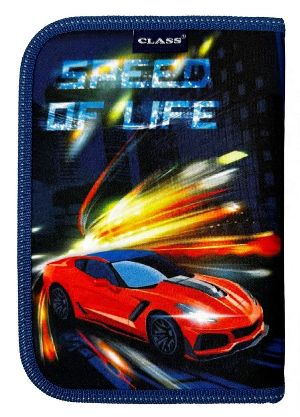 Пенал шкільний 1 відділення, 2 відвороти без наповнення Speed of Life, 24213C Class (342116207)