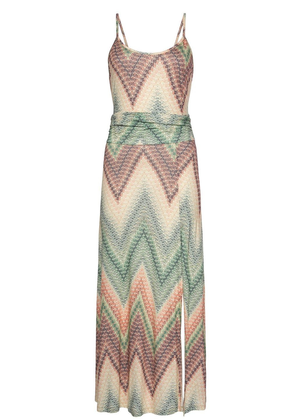 Бежевое повседневный платье Lascana с орнаментом