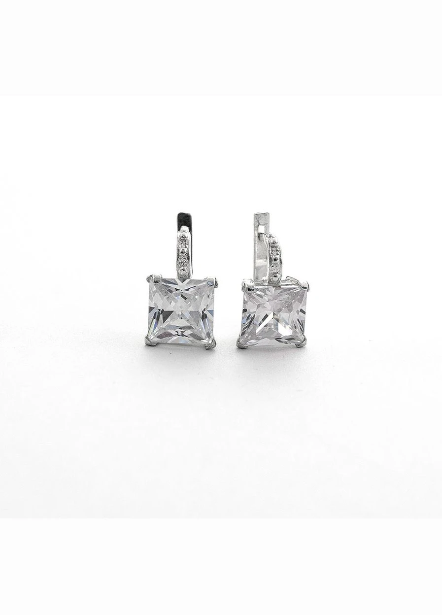 Сережки с большим камнем 7935 Maxi Silver (337133146)
