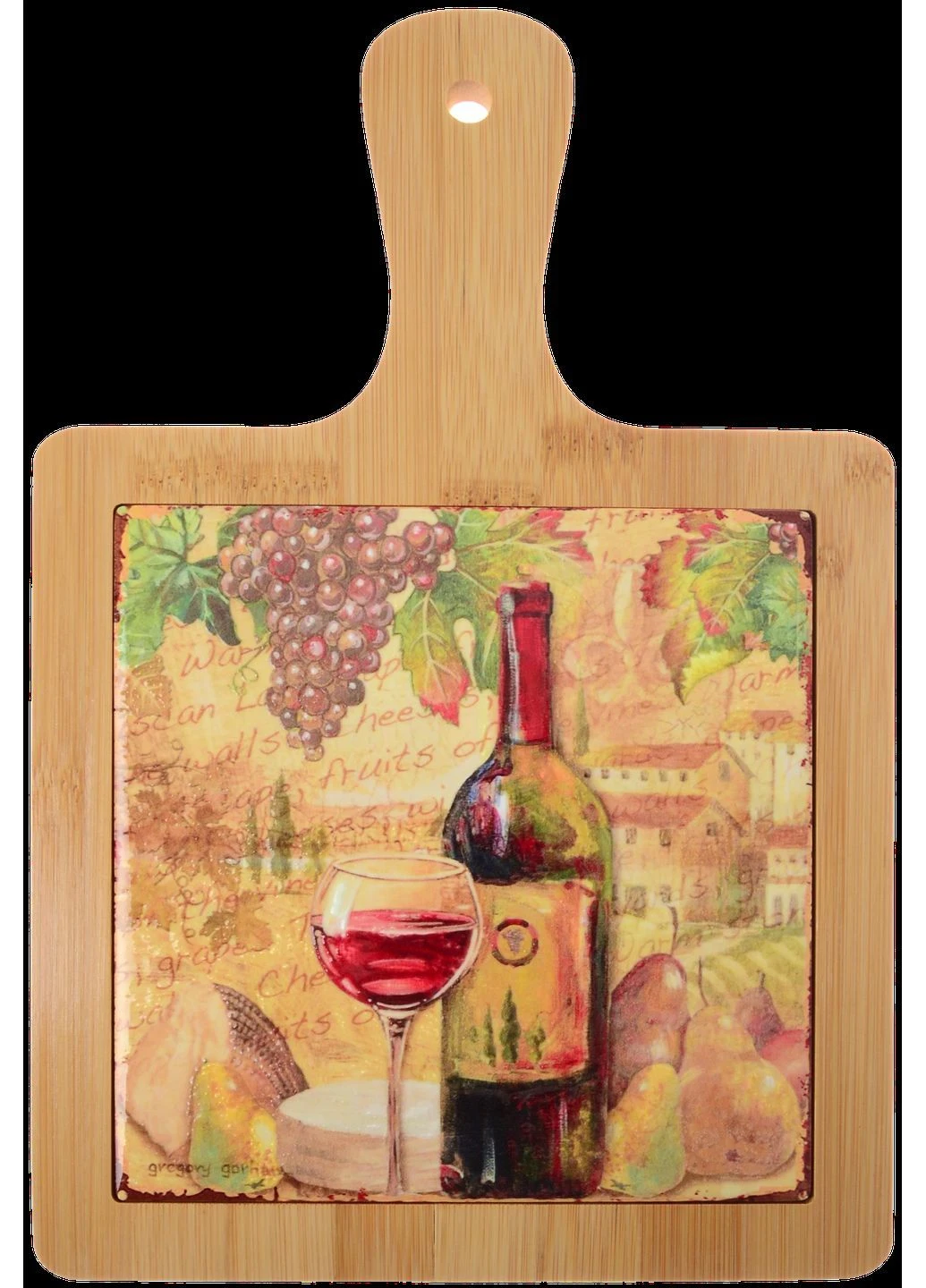Разделочная доска WINE TIME / подставка под горячее/ с бамбуковой ручкой 18x28 см Limited Edition (402282567)