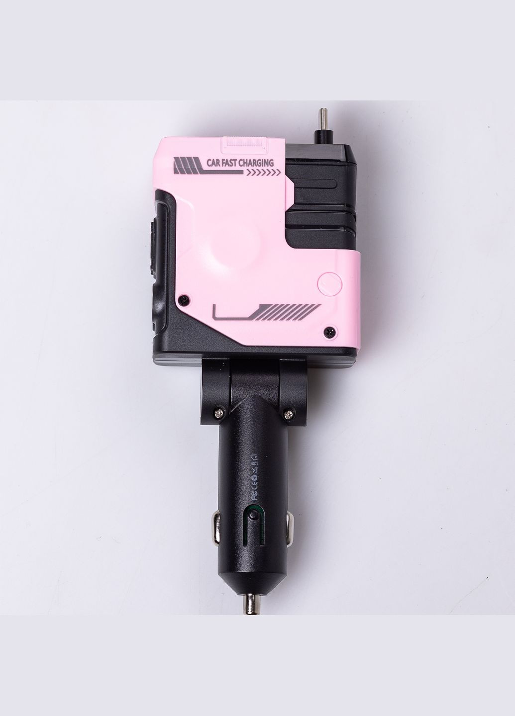 Автомобильное зарядное устройство 4 в 1 с выдвижным кабелем, розовое No Brand (328603098)