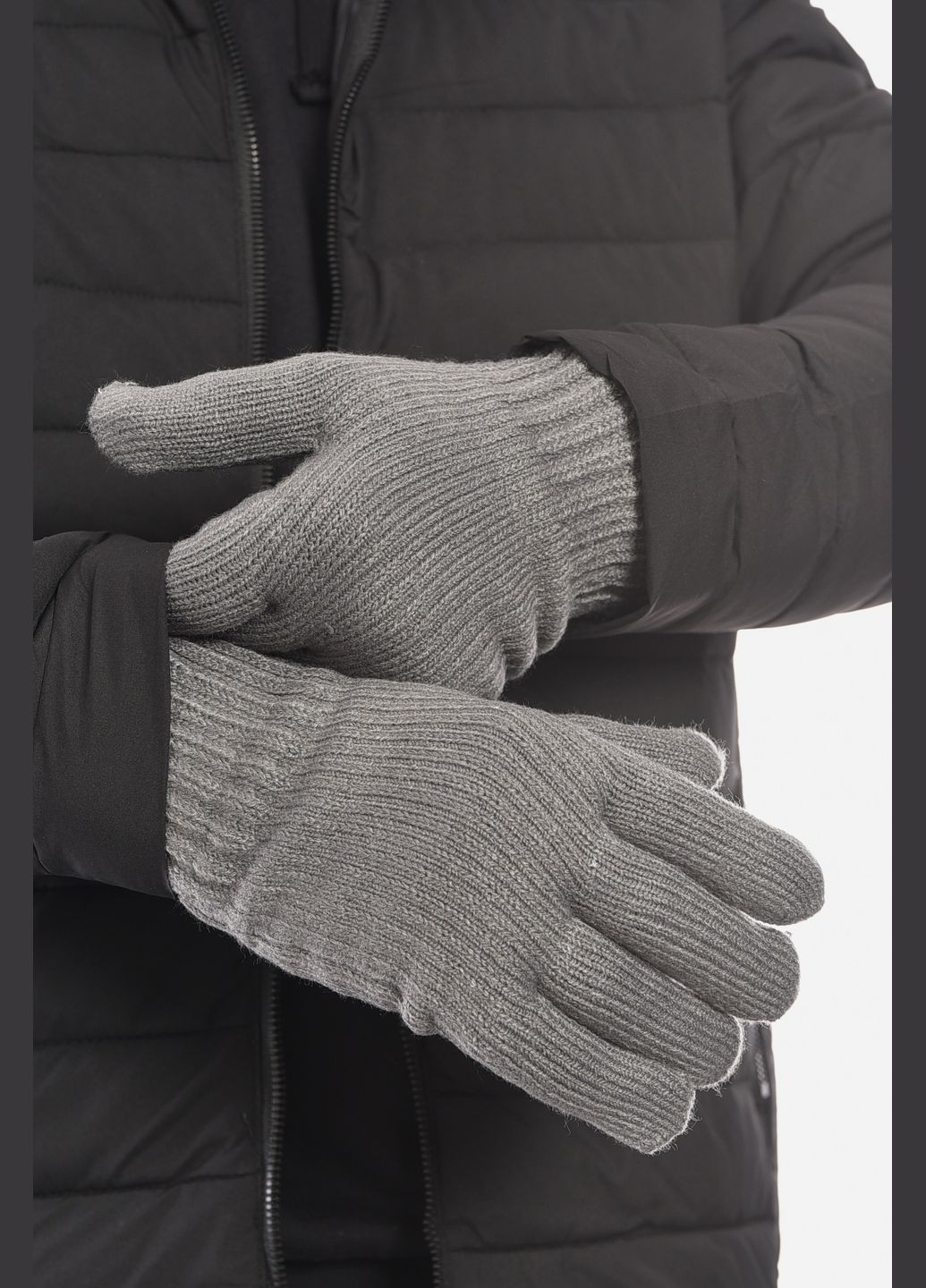 Перчатки мужские акриловые утепленные серого цвета Let's Shop (307791421)