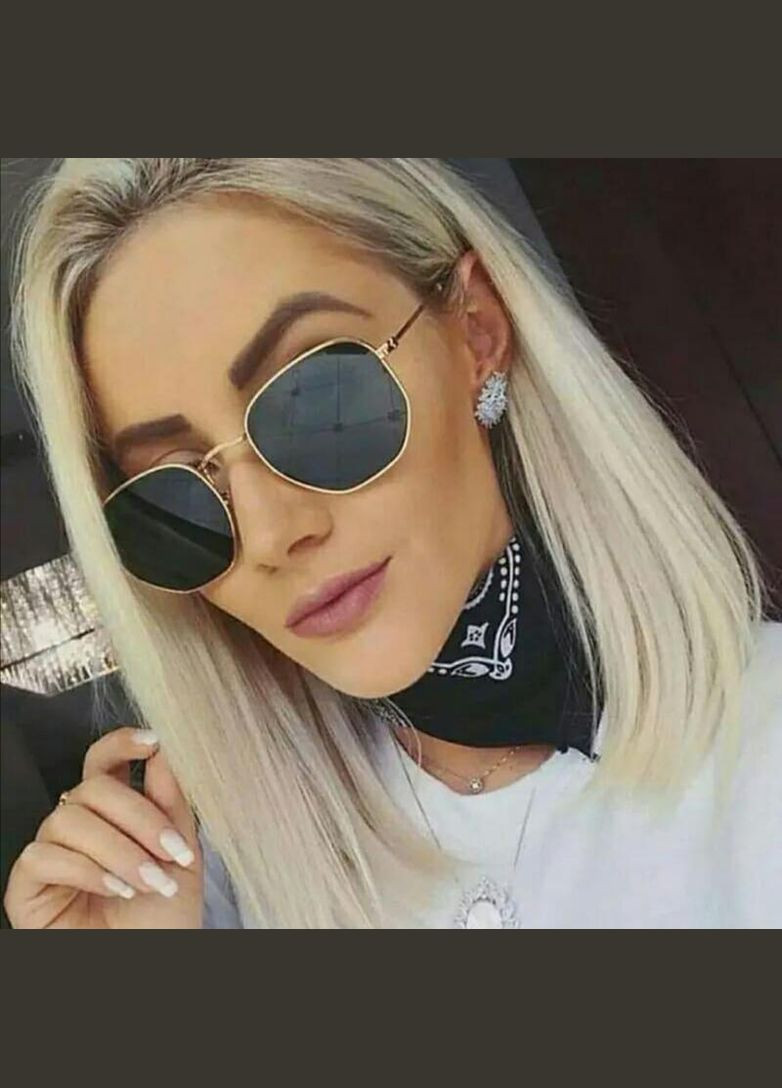 Сонцезахисні окуляри шестикутні чорні в металевій оправі LIGHT (315889581)