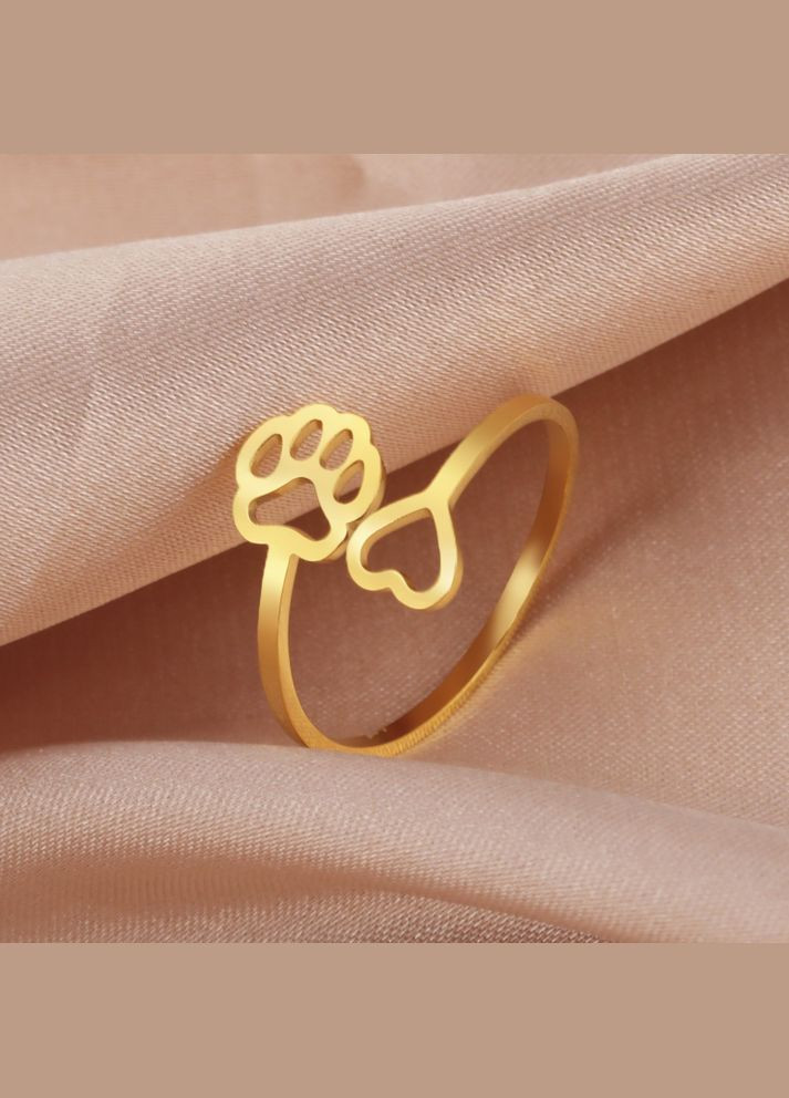 Каблучка жіноча лапка Котика і сердечко розмір регульований золотисте Fashion Jewelry (296469752)