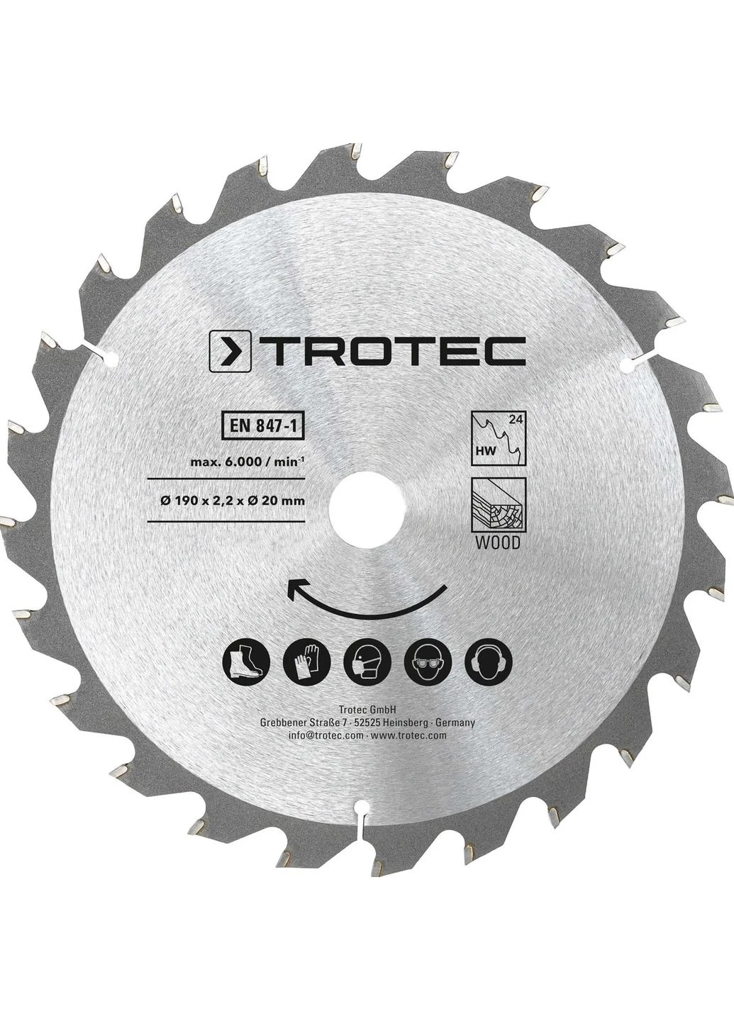 Диск пиляльний 190х20х2,2 HW24 Wood (3 шт) (6215001330) Trotec (392409192)