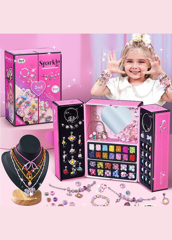 Детский набор для рукоделия 104-DIY создания украшений ожерелье бусы браслет развивающий 9шт Lesko (352012873)