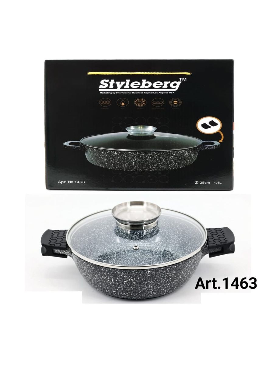 Сотейник із гранітним покриттям 28 см st-1463 чорний 4.1л Styleberg (356112238)