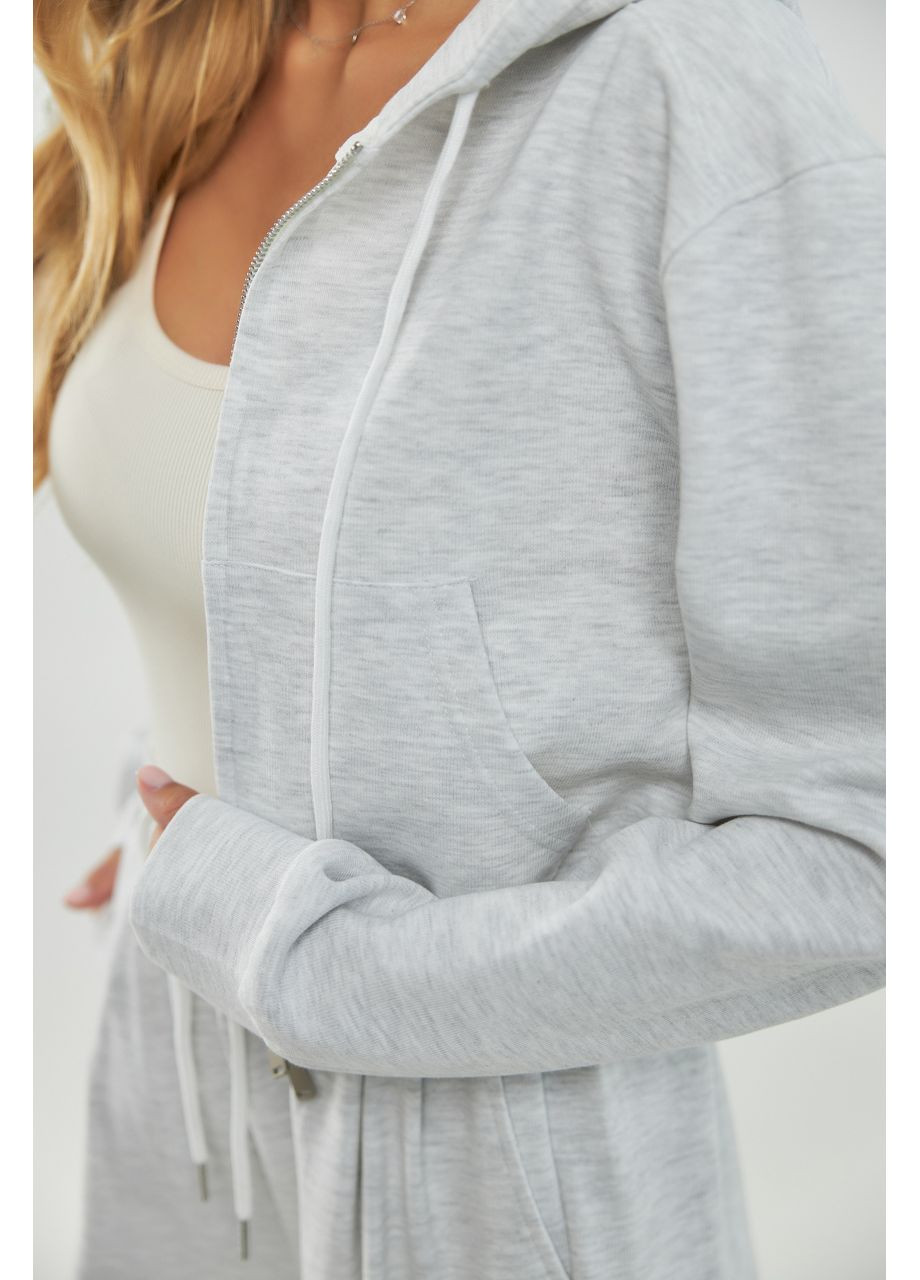 Однотонный спортивный костюм из тощи с капюшоном и прямыми брюками - светло-серый цвет Lurex (361056801)