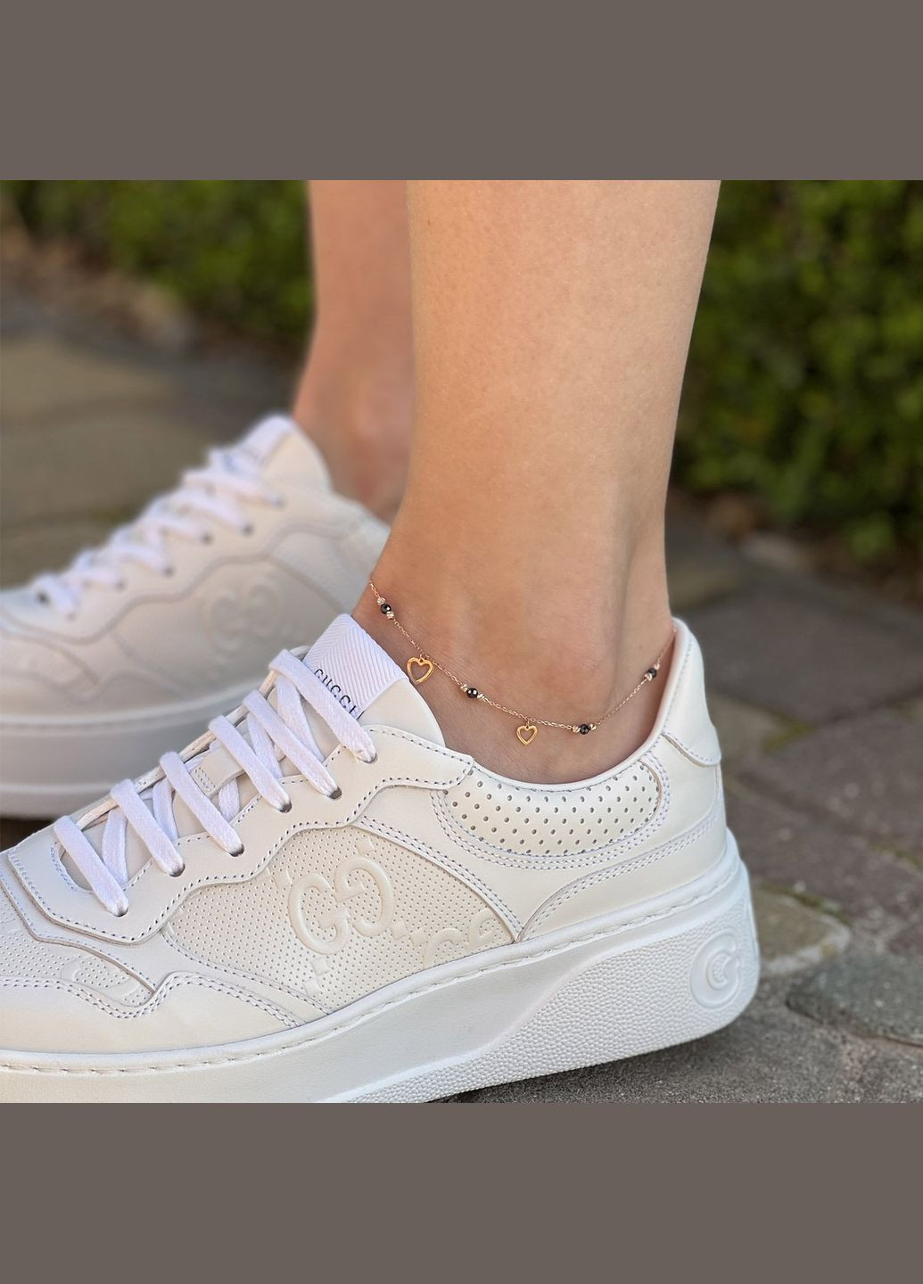 Золотой браслет Сердечки (фианиты) на ногу б04902 24 24 Oniks (323208959)