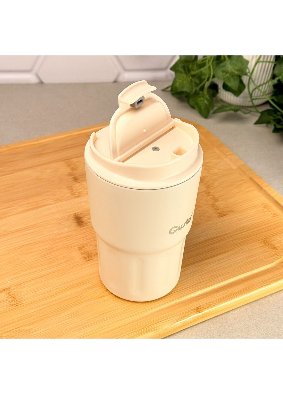 Термочашка из нержавеющей стали с ремешком 350 мл GT GR-1123 молочная Gusto (365815146)