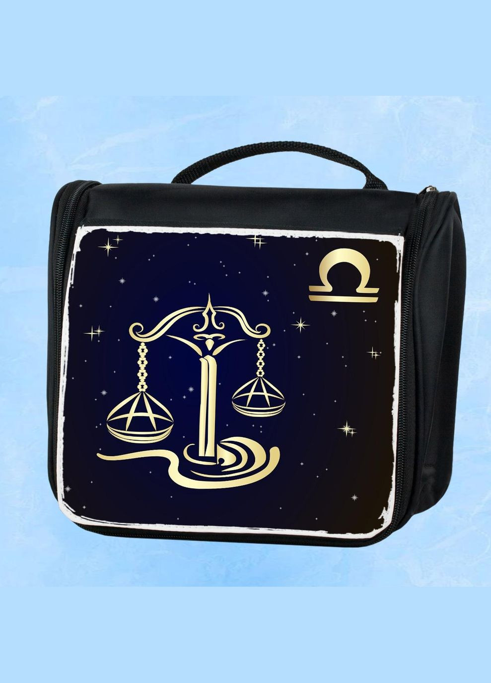 Дорожная сумка - органайзер для косметики Весы (знак зодиака) Черная No Brand (318677123)