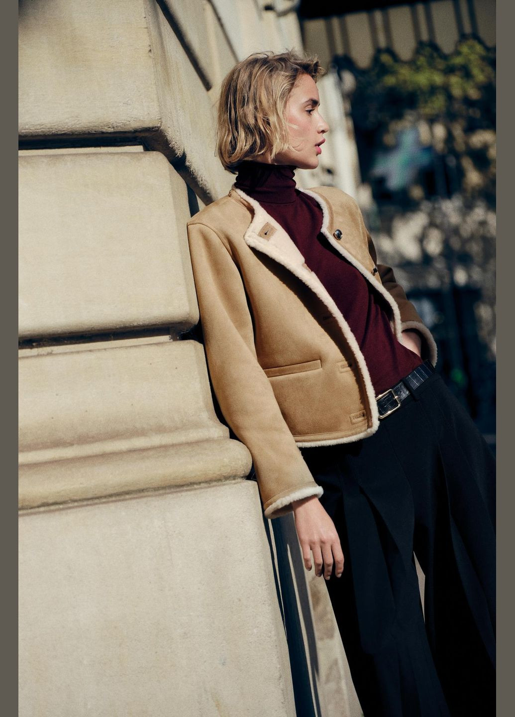 Стильний жакет дублянка Zara жакет дубленка (325866877)