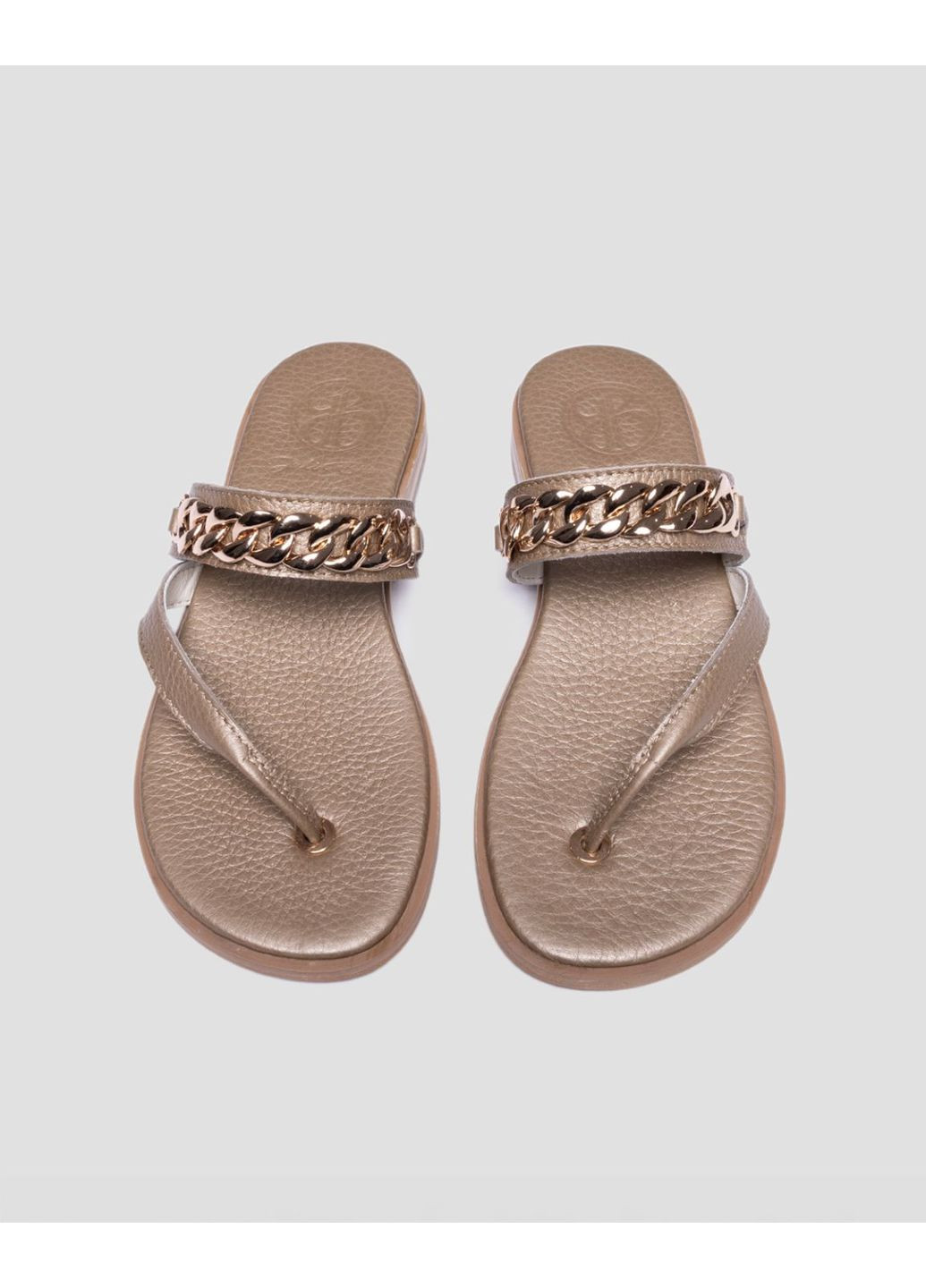 Бежевые женские кожаные слайдеры - бежевый, 36 Juli Briz с цепочками