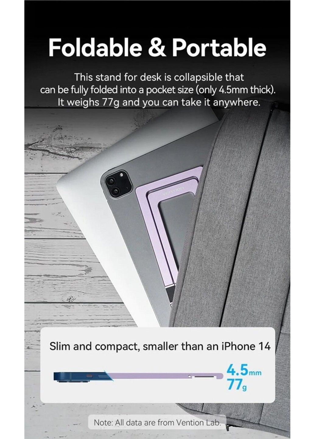 Держатель для телефона Portable Cell Phone Stand Holder Desk Aluminum Alloy Type Gray (KCZH0) Vention (369456853)