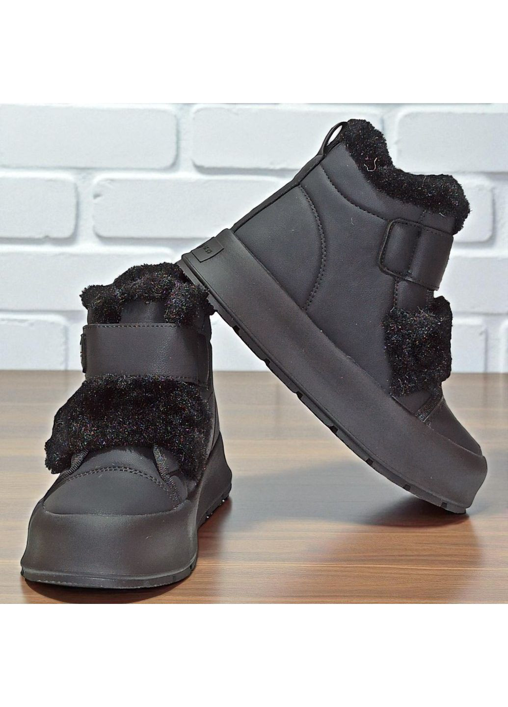 Зимові черевики на липучках дутики на овчині утеплені хайтопи на зиму для підлітка дівчини Tom.M (364117357)