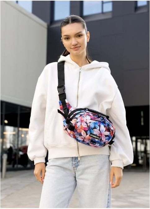 Сумка на пояс через плече жіноча текстильна Різнокольоровий 35636 Sambag (334673935)