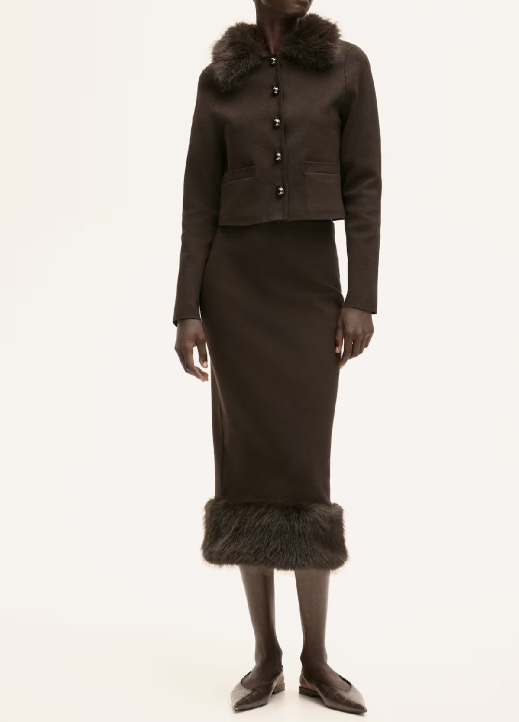 Темно-коричневая праздничный однотонная юбка H&M