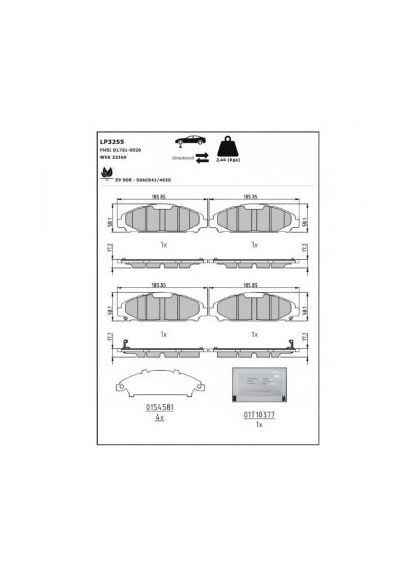 Колодки тормозные дисковые (комплект 4 шт.)) Delphi (361637269)
