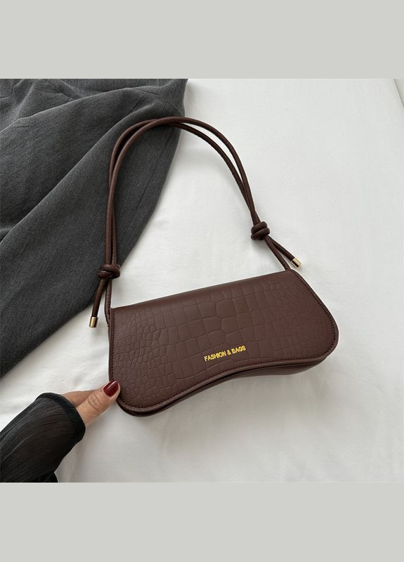 Женская сумка 3986 багет рептилия коричневая No Brand (306709448)