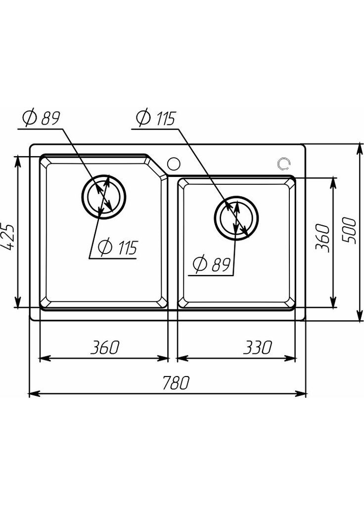 Гранітна мийка для кухні HARMONY 7850 матова Графіт Valeso (358059867)