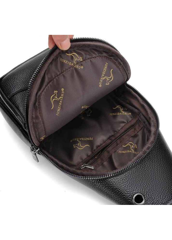 Мужская бананка слинг на грудь Junzidaishu кросс боди сумка Кенгуру черная Eton (328267033)