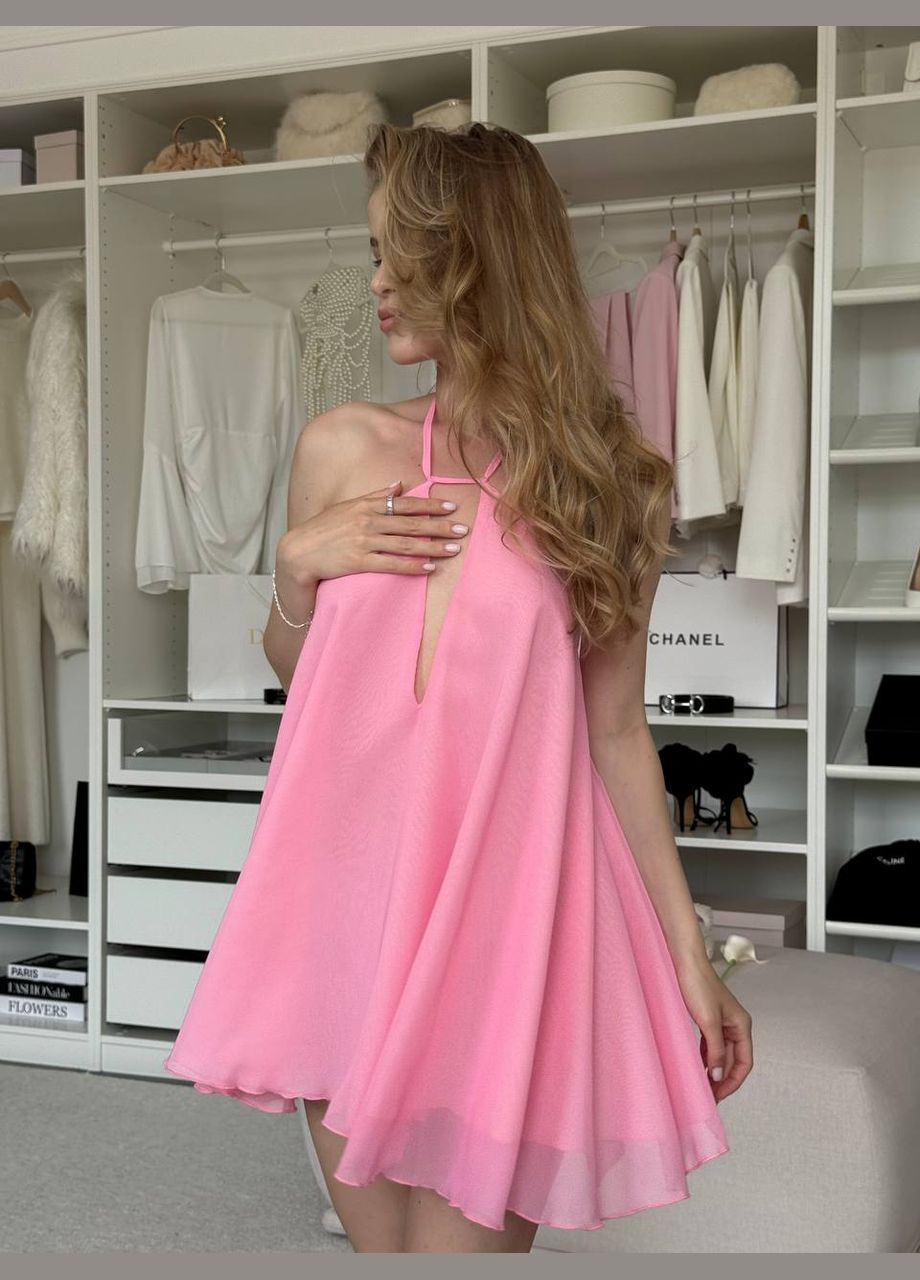 Розовое повседневный женское платье No Brand однотонное