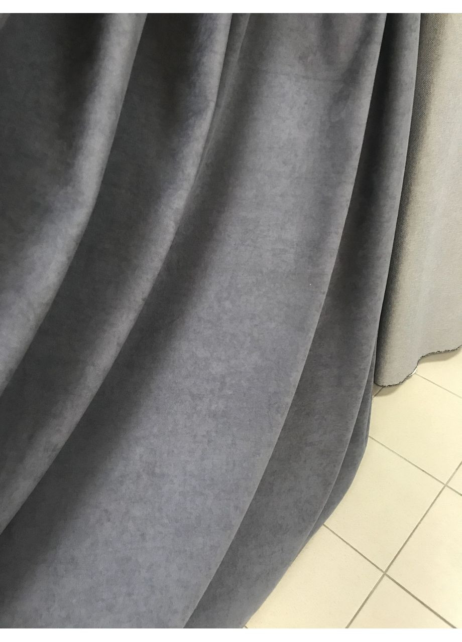 Штора Микровелюр Темно-серый 1шт 250х240 No Brand (353829502)