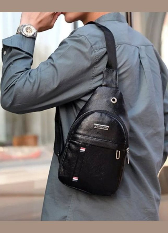 Чоловіча сумка слінг однолямковий рюкзак шкіряний вініл через плече на блискавці No Brand (305403921)