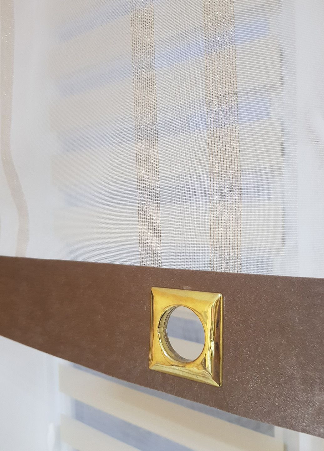 Комплект панельних фіранок Клітинка і смужка 5шт карниз 250см бежевий з коричневим (70_2п) Firanka Geometric (329901227)