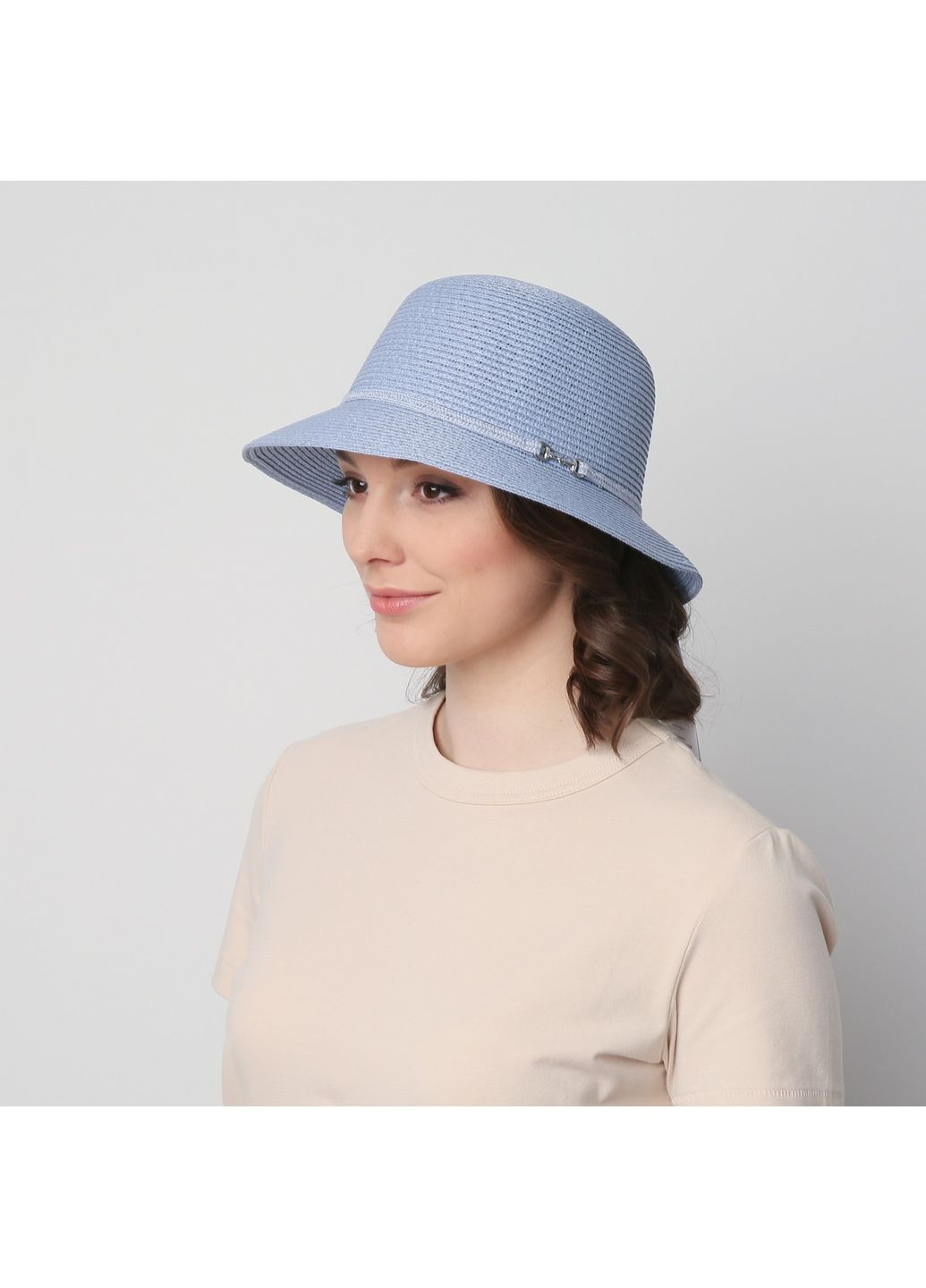 Капелюх з маленькими полями жіночий папір блакитний VERONICA LuckyLOOK 843-944 (322789231)