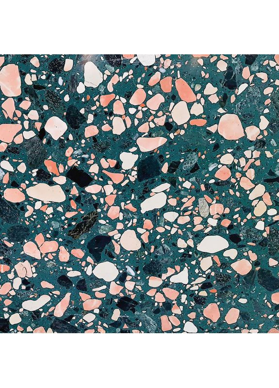 Квадратний вініловий фотофон терраццо зелений з рожевими камінцями, фон 200x200 см, №551563 PhotoVinyl (354376832)