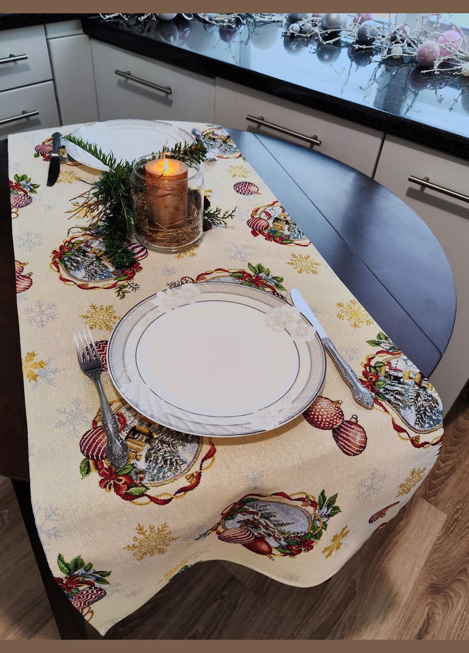 Новорічний ранер на стіл, червона декоративна настільна доріжка із золотим люрексом. 180, 45 Maystat (306812364)