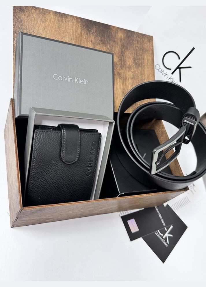 Чоловічий подарунковий набір ремінь і портмоне дерев'яній коробці (451) No Brand (322156851)