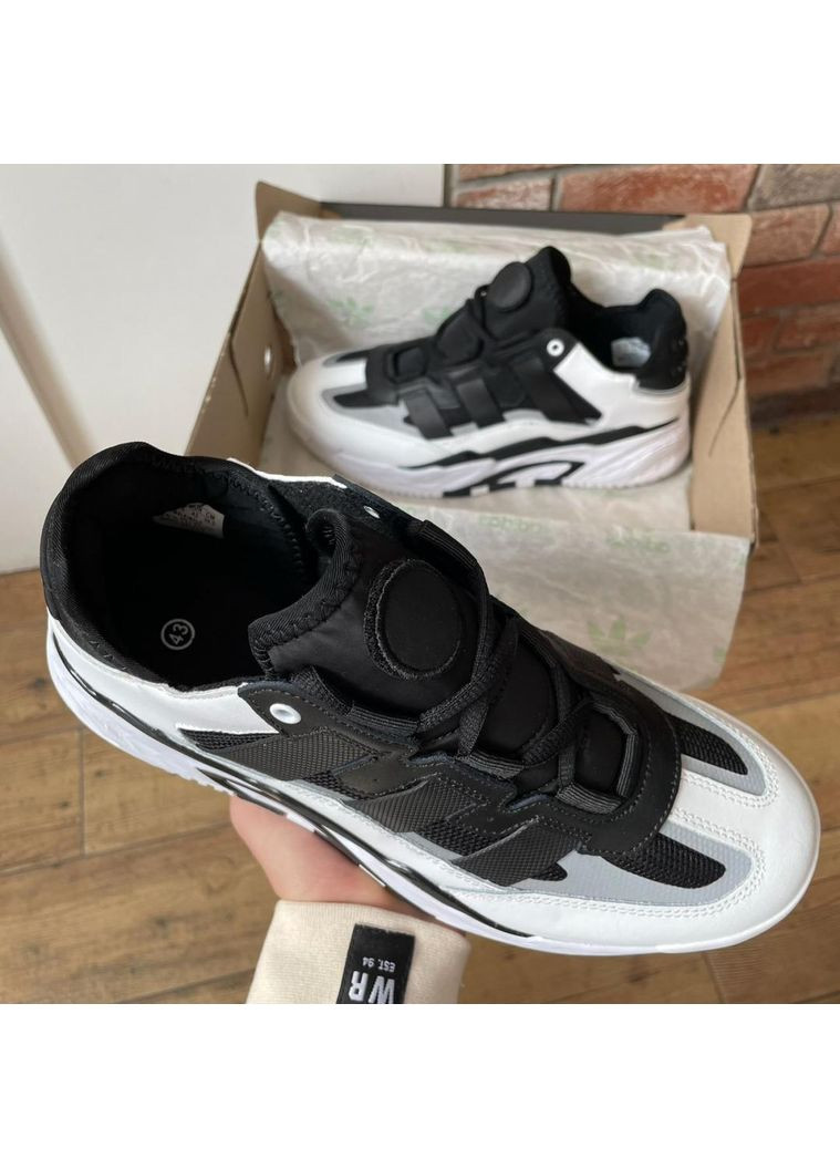 КРОССОВКИ ЖЕНСКИЕ ADIDAS NITEBALL BLACK WHITE 4 АДИДАС НАЙТБОЛ No Brand чёрные демисезоны (367168063)