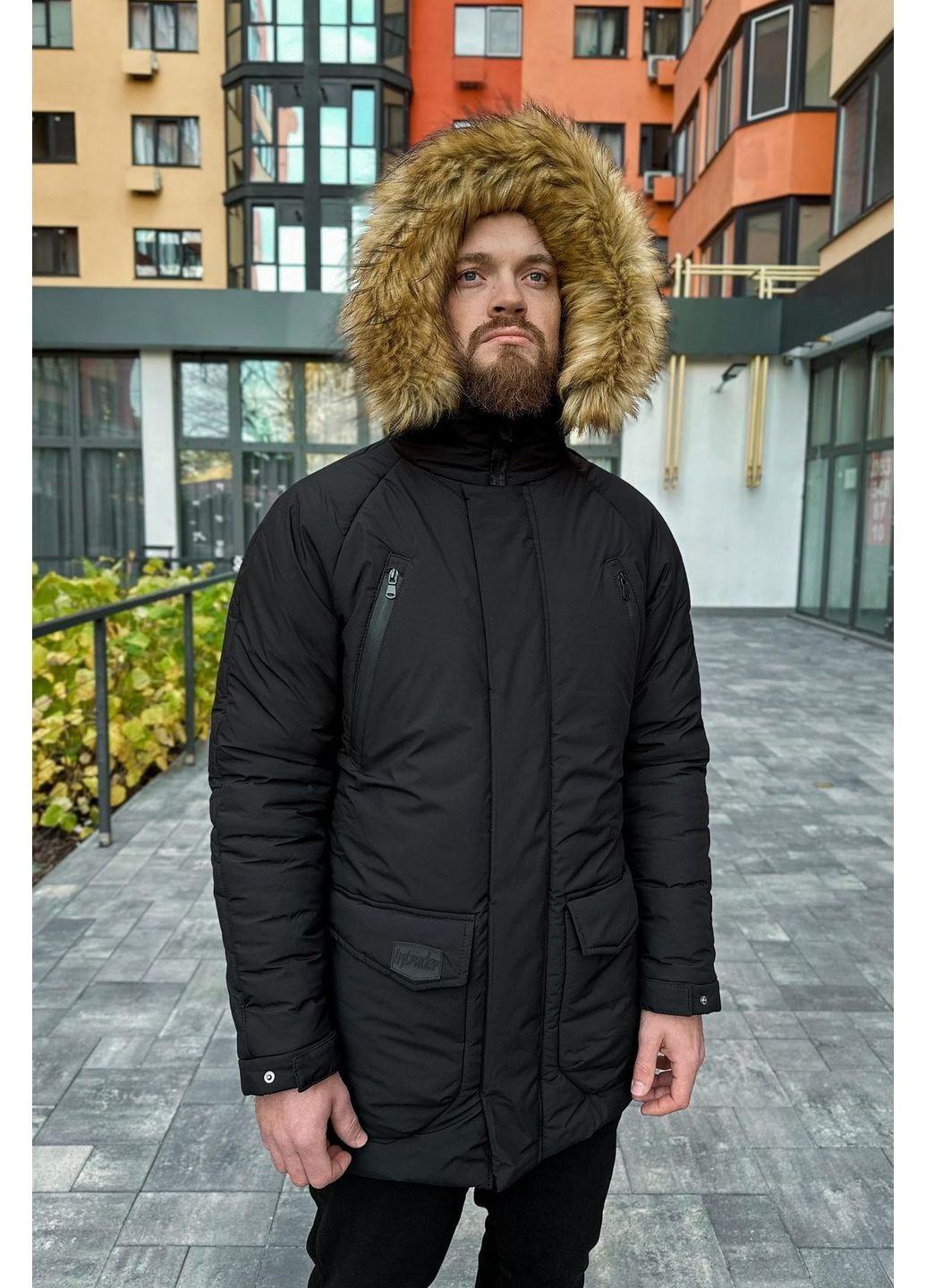 Черная зимняя парка зимняя европейская плащевка съемный мех No Brand