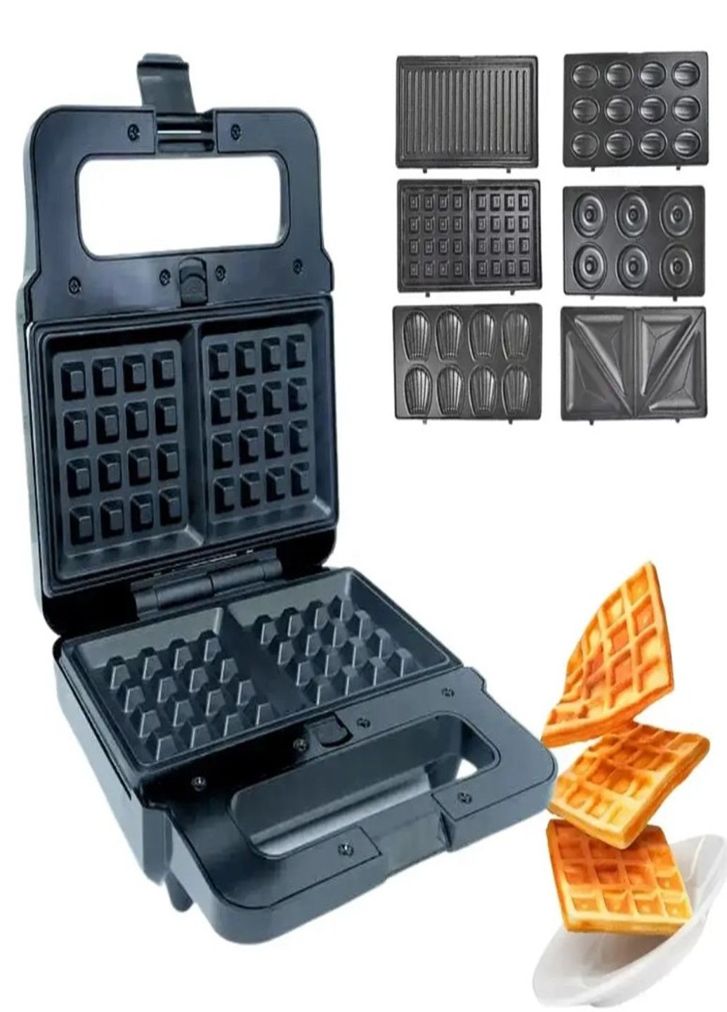 Електричний Гриль 6 в 1 RB-2285 вафельниця горішниця седвиниця бутербродниця бельгійська вафля 2200 ВТ Rainberg (305832717)