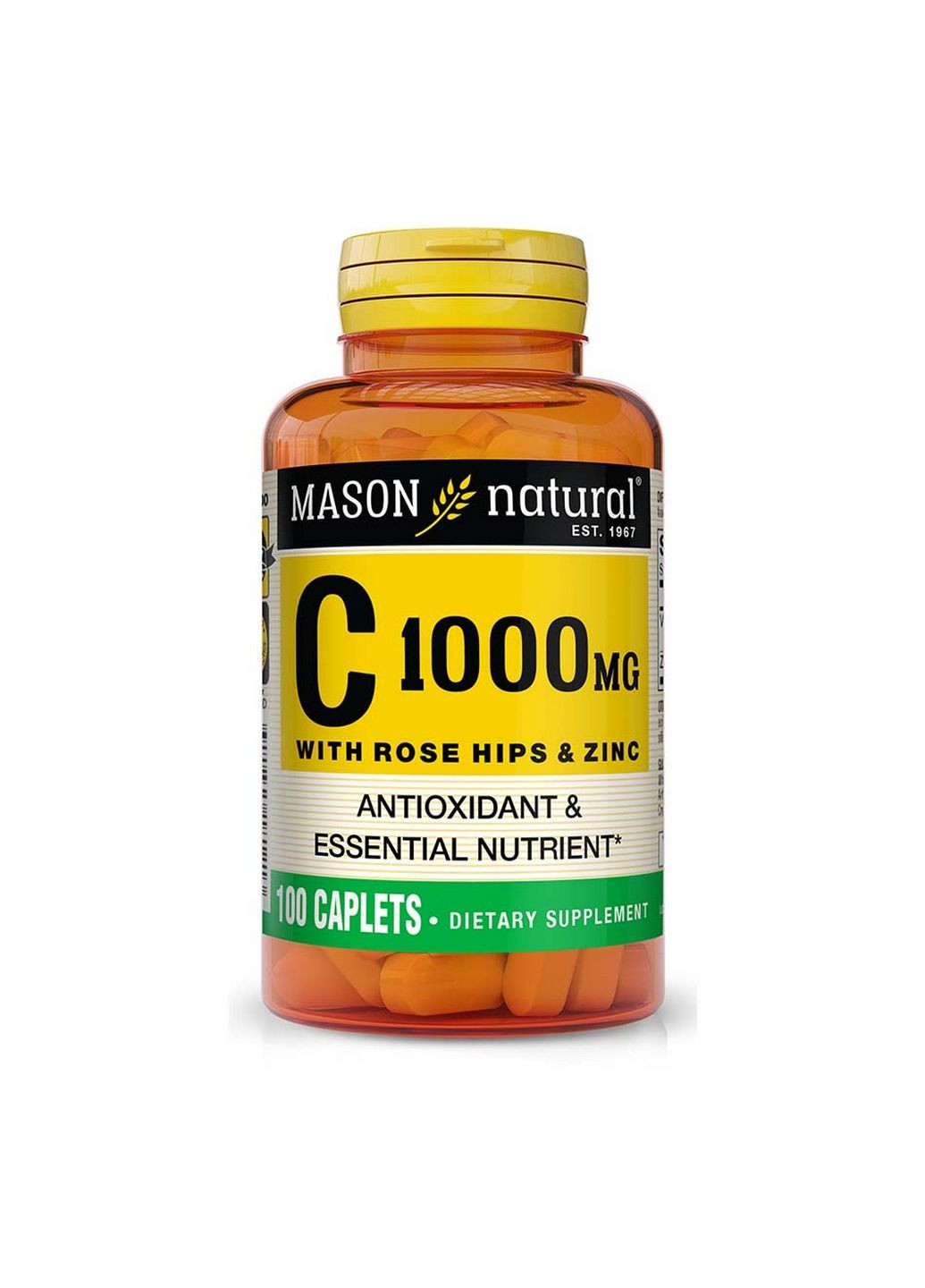 Вітаміни та мінерали Vitamin C 1000 mg with Rose Hips & Zinc, 100 каплет Mason Natural (293481540)
