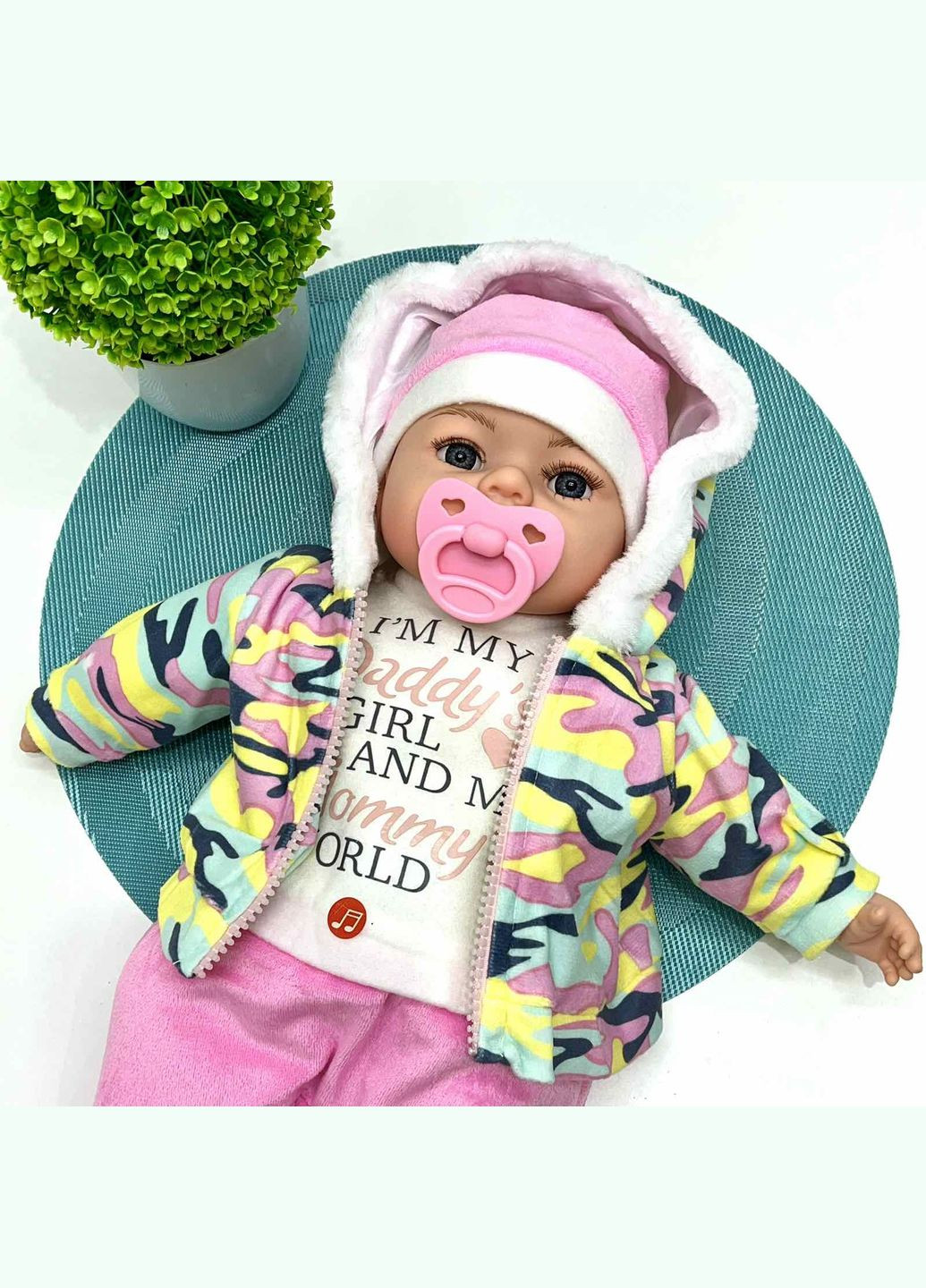 Кукла-пупс м'яконабивна з соскою та звуковими ефектами укр мова 42см Вид 3 (M 5919 I UA) No Brand (304421608)